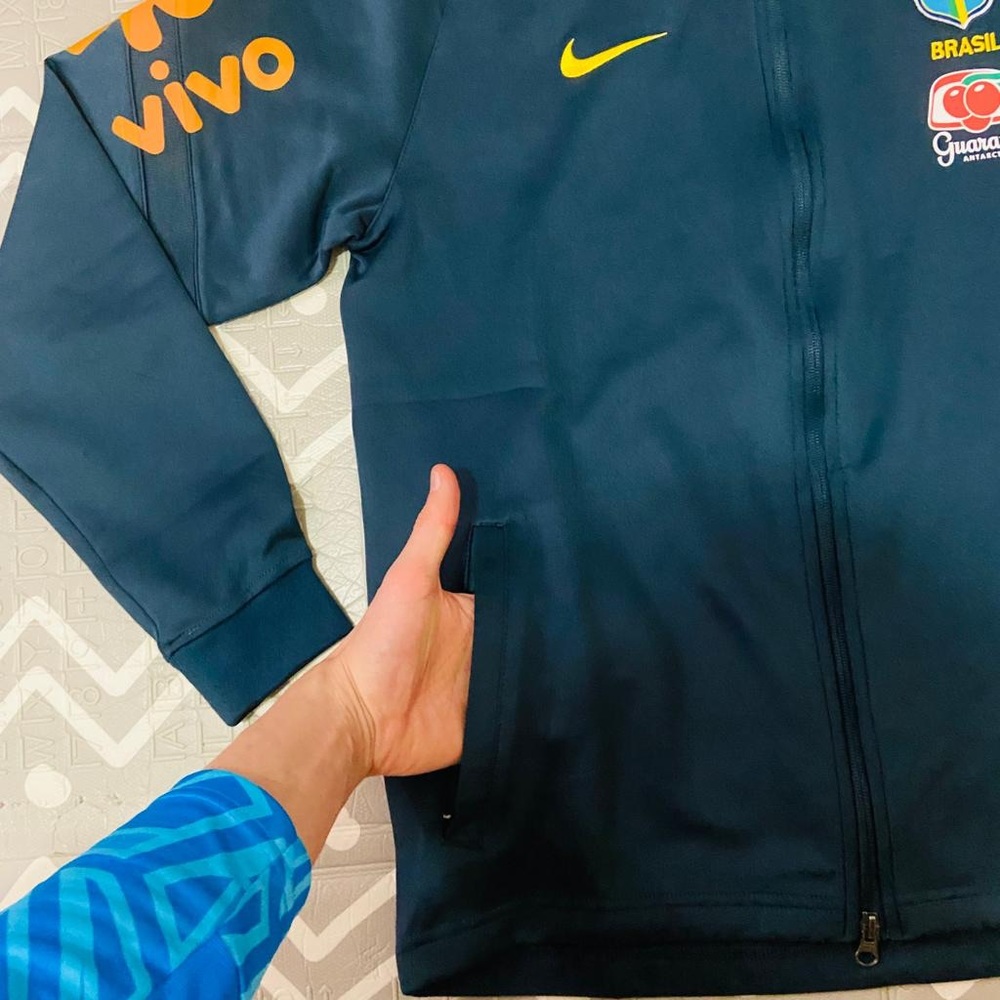 Nike brasil Brazil navy training pre match soccer jacket sweatshirt - Picture 3 of 4